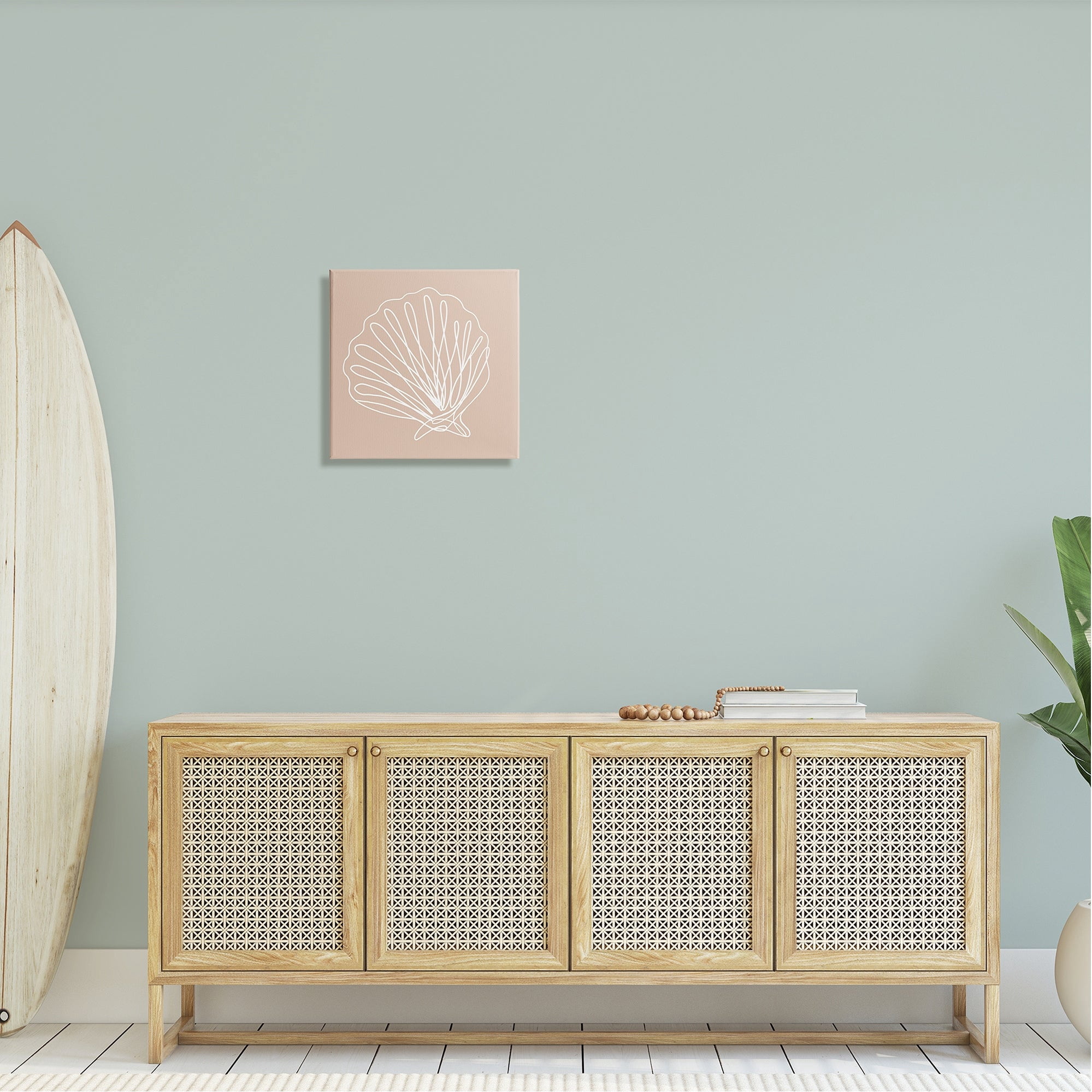 Stupell Industries Clam Shell Squiggle Doodle Tan Sea Life Graphic Art Gallery Wrapped Canvas Print Wall Art, Design by Daphne Polselli