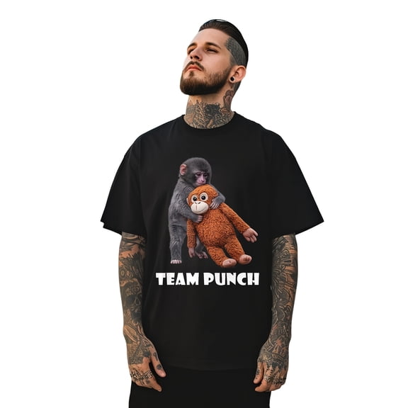 Team Punch Monkey Baby Funny Graphic T-Shirt Cute T-Shirts Street Style Tees Tops for Men