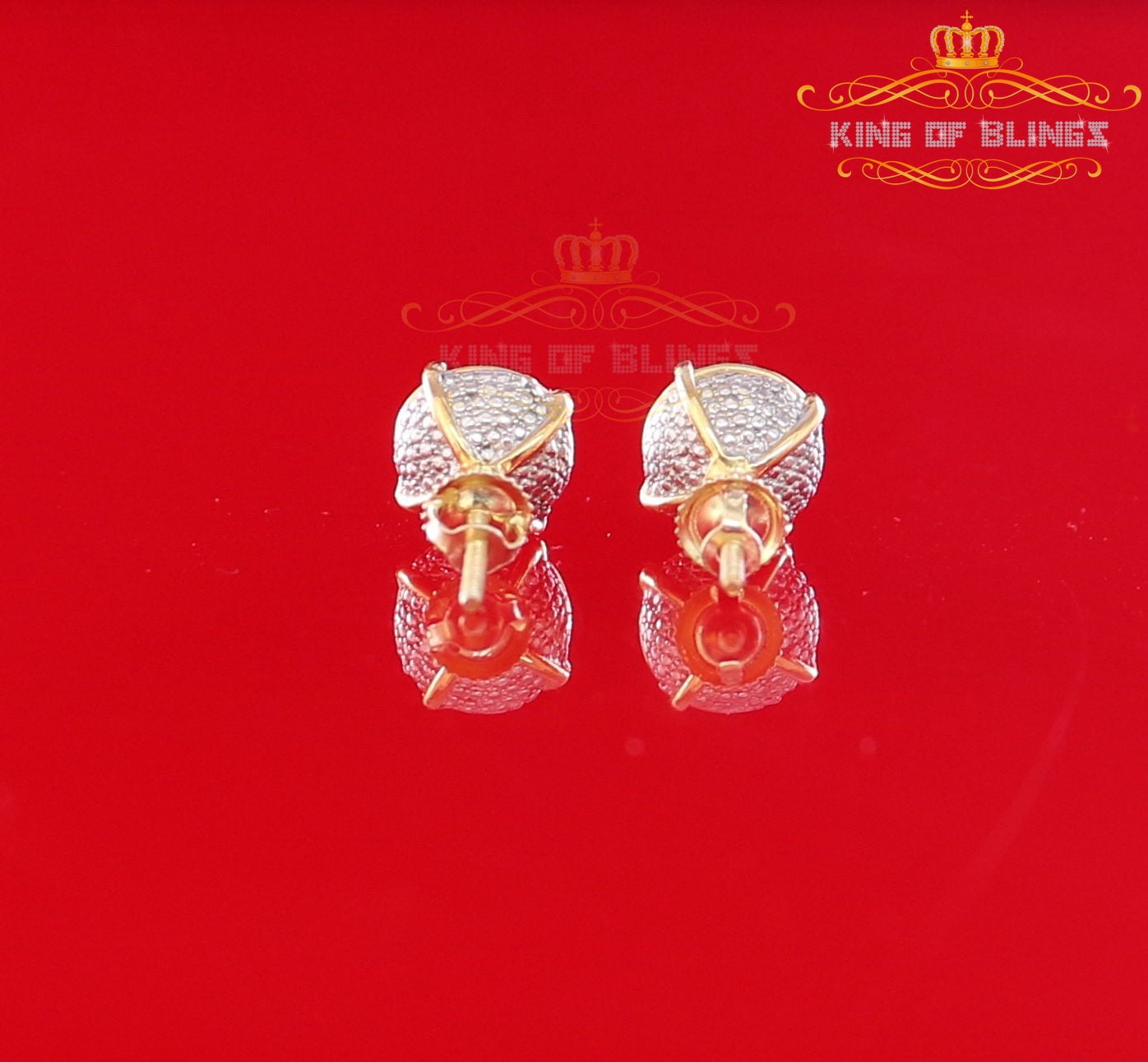 King of Bling's 925 Sterling Silver 0.20ct Diamond For Women's/ Men's Yellow Stud Round Earrings