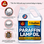 Ner Mitzvah Liquid Paraffin Lamp Oil - Odorless Clean Burn, Smokeless Tiki Torch Fuel, Clear, 1 Gallon (4 Quart), 1-Pack