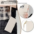 thumbnail image 4 of Allytechgroup Wallet Phone Case for Apple iPhone 12 Pro / iPhone 12, with Hand Wrist + Metal Shoulder Strap Cards Holders RFID Blocking Magnetic Closure Stand Flip Cover for Girls Women, White, 4 of 8