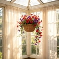 thumbnail image 3 of Artificial Purple & Pink Morning Glory Hanging Vine, Faux Trailing Petunia Flower Bouquet, Fake Hanging Plant for Indoor/Outdoor Porch and Patio Decor, 3 of 6