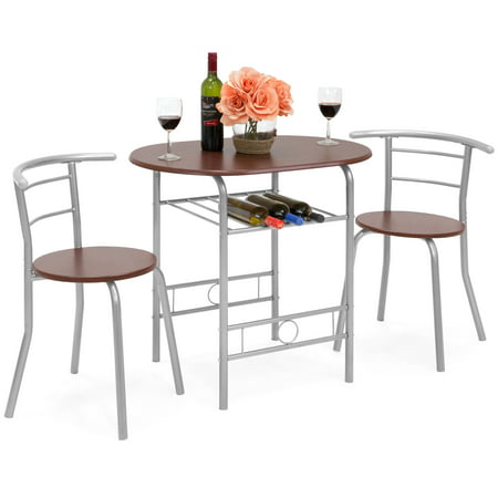 Best Choice Products 3-Piece Wooden Kitchen Dining Room Round Table and Chairs Set w/ Built In Wine Rack (Best Breakfast In Oxford Ms)
