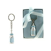 Lunaura Baby Keepsake - Set of 12 "Boy" Baby Bottle with Crystals Key Chain Favors - Blue