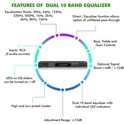 Technical Pro EQ5400 Dual 10 Band Equalizer with LED Indicators and RCA Inputs