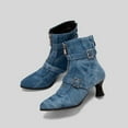 thumbnail image 3 of B91xZ Bottes d'Automne pour Femmes Fermeture Éclair Extérieure Bottine Plate, Bleu 38, 3 of 4