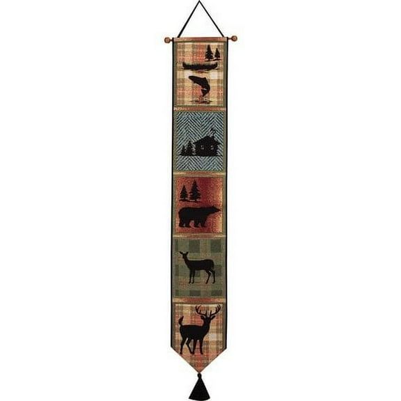 Manual Woodworkers and Weavers TBPBLD Bear Lodge Woven Tapestry Bell Pull Vertical 6.75 X 41 in.