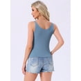 thumbnail image 4 of DARING DIVA Loungewear Sleeveless V Neck Cami Solid Casual Tops XS Navy, 4 of 7