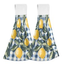 Yayeee Kitchen Hanging Hand Towels Set of 2 with Loop Bathroom Absorbent Tie Towel, Retro Beige Lemon
