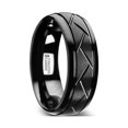 thumbnail image 1 of ENIGMA Domed Black Tungsten Ring with Brushed Cross Alternating Diagonal Cuts Pattern - 8mm, 1 of 1