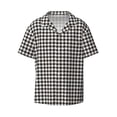 thumbnail image 5 of Picia Houndstooth Black And White Men's Linen Shirts Short Sleeve Cuban Beach Shirts Casual Shirts Button Down Shirt for Men Beach Summer Wedding Shirt-Small, 5 of 7