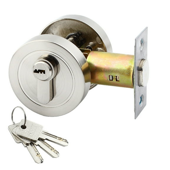 RUISINERY Single Cylinder Deadbolts Round Door Lock Key Entry Sturdy Stainless Steel for 35 50mm Front Bathroom Bedroom Door