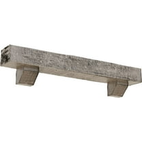 Ekena Millwork 8"H x 10"D x 48"W Rough Cedar Faux Wood Fireplace Mantel Kit with Ashford Corbels, Burnished Pine