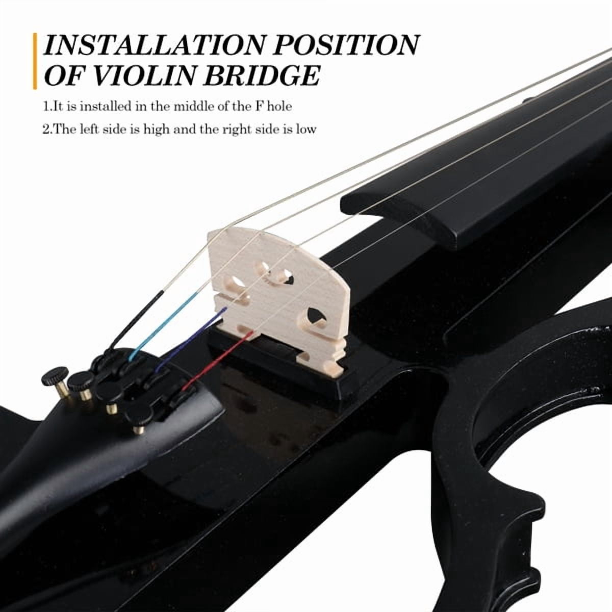 Alvantor Full-Size 4/4 Electric Violin Set with Basswood Back and Sides for Adult and Student Players, Black