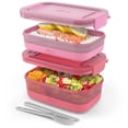 thumbnail image 1 of Recipiente para almacenamiento de alimentos Ello Lunch Stack, paquete de 2 unidades, color guayaba, 1 of 1