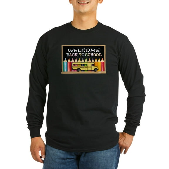 CafePress - WELCOME BACK TO SCHOOL BUS Long Sleeve T Shirt - Long Sleeve Dark T-Shirt