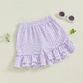 thumbnail image 3 of Nygoyerh Toddler Girls Plaid Shorts Ruffled Hem Elastic Waist Wide Leg Short Pants Infant Clothing for Summer 9M 12M 18M 2T 3T, 3 of 7