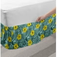 thumbnail image 2 of Floral Bed Skirt, Hawaii Ornamental Hibiscus Flowers Along Exotic Long Leaves Print, Elastic Bedskirt Dust Ruffle Wrap Around for Bedding Decor, 4 Sizes, Pale Blue Yellow and Green, by Ambesonne, 2 of 2