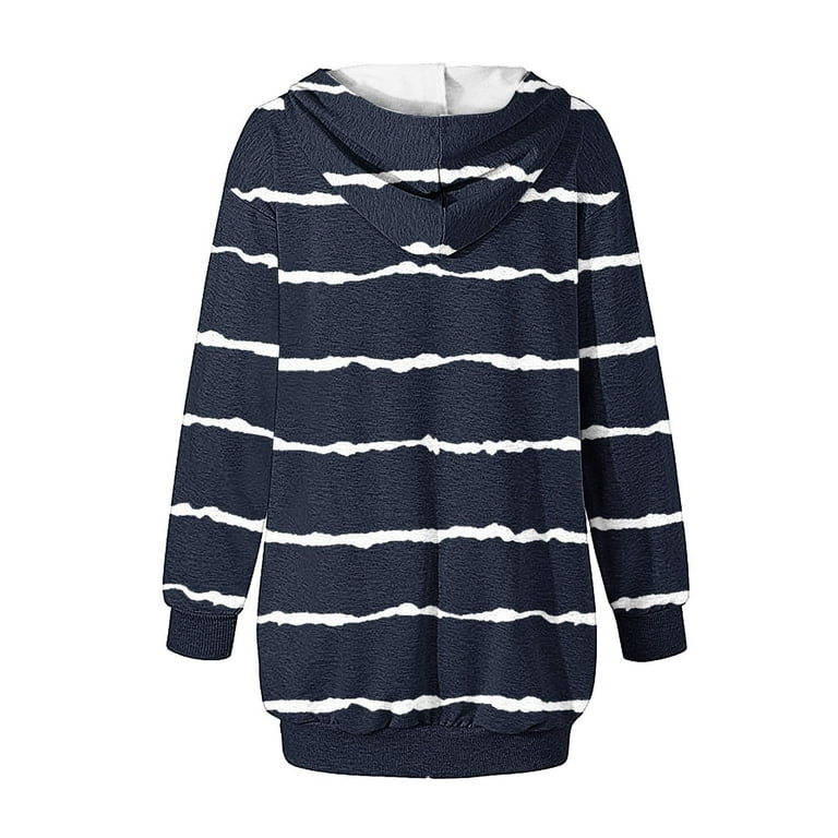 Mrat Womens Tennis Dress Women's Striped Hoodie Dress Long Sleeve Pullover Color Block Sweatshirt Dress with Pockets Trendy Clothes S-122 Dark Blue
