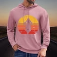 thumbnail image 2 of Valora Men Sweatshirt Men's Hoodies Sweatshirts Fashion Casual Motorcycle Print Hooded Pullover Long Sleeve Drawstring Sweater Top Pink M, 2 of 4