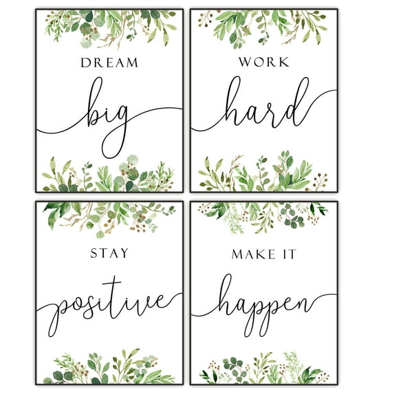 Buffay Dream Big Stay Positive Work Hard 8” x 10” Art Prints (Set of 4)