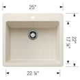 thumbnail image 2 of Blanco 443221 Liven 25" Drop-In/Undermount Single Basin Silgranit Kitchen Sink - Truffle, 2 of 7