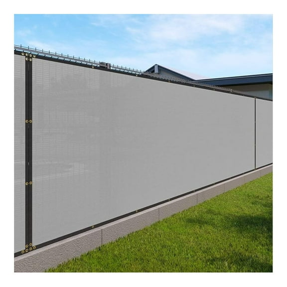Privacy Fence Screen Heavy Duty Windscreen Fencing Mesh Fabric Shade Net Cover with Brass Grommtes for Outdoor Wall Garden Yard Pool Deck, 6'x31' Light Gray