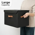 thumbnail image 4 of Granny Says Storage Bins with Lids, Extra Large Fabric Storage Boxes with PU Handles, Black, 2-Pack, 4 of 8