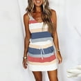 thumbnail image 1 of Mejor Belleza Mujer Casual Cocktail Vestidos Verano Colores Contrastantes Mini Vestido Sol Playa con Bolsillos Vestidos Casual Mejor Belleza Vestido boho;Vestidos largos de playa;Flowy with ruffled hem, 1 of 6