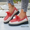 thumbnail image 2 of Red Ladies Casual Loafers With Lace-Up Closure Round Toe Flat Thick Sole Chunky Heel Ideal For All-Day Activities, 2 of 9