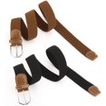 thumbnail image 2 of Juego de 2 cinturones para mujer, correas de lona elásticas trenzadas para hombres, cinturones elásticos para pantalones vaqueros, pantalones de vestir, 2 of 5