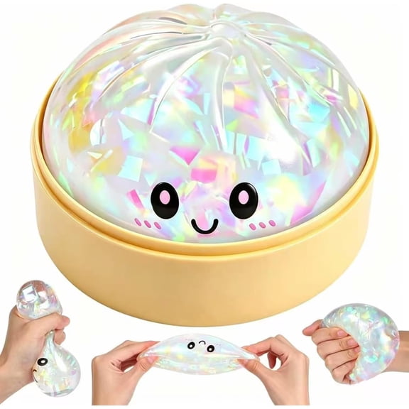 2026 Dumpling Squishy Glitter Mystery Box - Slow Rise Kawaii Bao Bun Squeeze Toys, Colorful Sensory Stress Ball for Adults