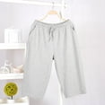 thumbnail image 2 of Men's Cotton Capri Pajama Pants Comfy Lounge Pj Bottoms Soft Casual Sleep Drawstring Pants with Pockets, Size L-4XL Gray, 2 of 6