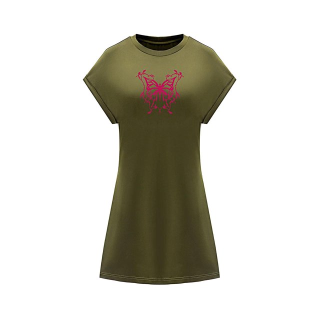 Vestido de verano para mujer, disfraz de primavera, vestido suave con cuello redondo para caminar y salir , SG