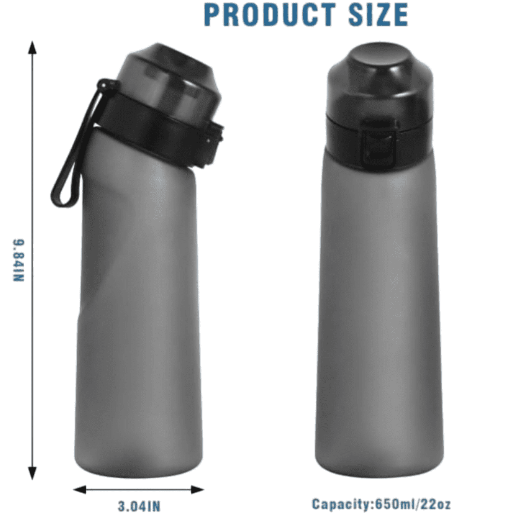 Scented Water Bottle Set, Scent Water Bottle(22 oz/650 ml) with 7 Fruit Flavour Pods, Fruit Fragrance Scented Water Cup BPA Free Sports Water Cup for School, Gym(Black)