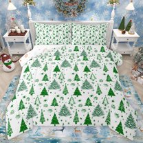 Homewish Xmas Tree Gifts 3 Pieces Queen Comforter Set for Kids Children Teens,Merry Christmas Ultra Soft Bedding Sets,Happy New Year Bedding Comforter Set Breathable,Microfiber Bedroom Decor