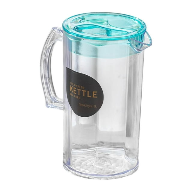 Siruishop Pichet d'Eau Transparent Grande Capacité pour Boissons Jus Réfrigérateur Bleu Rond