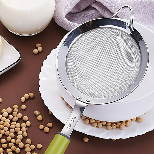 Neinkie Stainless Steel Fine Mesh Strainers Graduated Sizes Strainer Wire Sieve Sifter with Insulated Handle for Kitchen Gadgets Tools