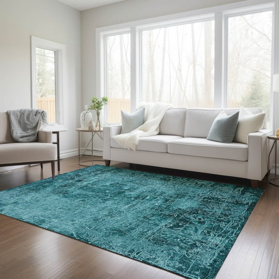 Addison Rugs Chantille Indoor/Outdoor Transitional Organic Teal Washable Rectangle Rug, 2'6" x 3'10"