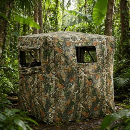 Camouflage Pop Up Hunting Blind 270 Degree See Through Ground Shelter