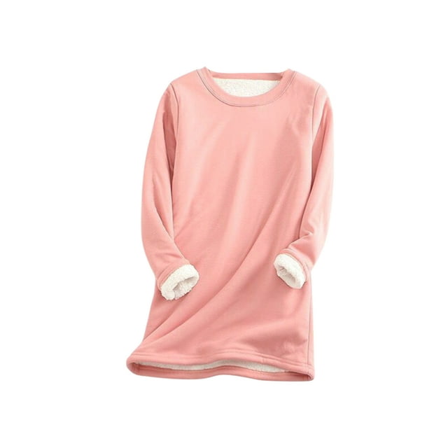Opperiaya Women's Midi Pullover Plus Size Long Sleeve Crewneck Basic Autumn Winter Sweatshirt Dress Solid Color Tops