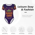 thumbnail image 6 of Gaeub Mardi Gras2 Women'S Short Sleeve One Piece Swimsuit Sexy High-Waisted Bodysuit For Swimming, Beach, Sports - Small, 6 of 9