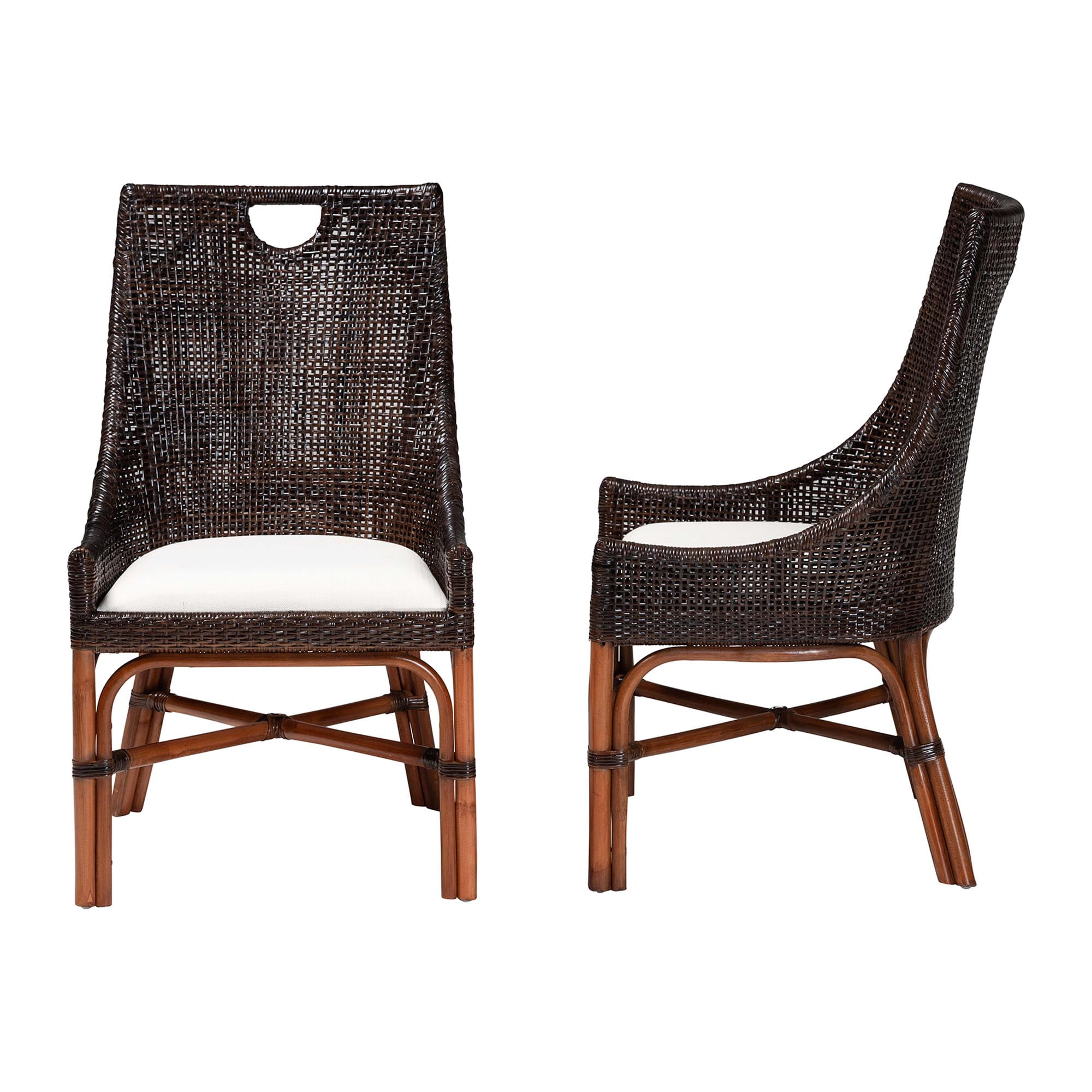 bali & pari Petra Boho Dining Chair, 2-Piece, Espresso
