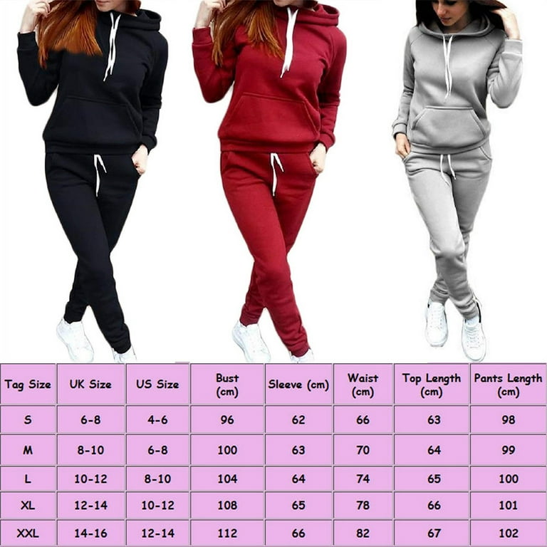 Women Jogger Outfit Matching Sweat Suits Long Sleeve Hooded