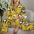thumbnail image 6 of Honeii Cartoon Bear Yellow print Women's Pajama Sets Long Sleeve Button Down Sleepwear Nightwear Soft Pjs Lounge Sets-Medium, 6 of 7