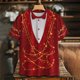 thumbnail image 1 of Xuyuer Valentine's Day Women's Tshirts Holiday Party Funny Costume 3D Print Funny Tuxedo Graphic T-Shirt Novelty Short Sleeve Crewneck Shirt Circus Costume Showman T-Shir, 1 of 9