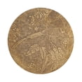 thumbnail image 4 of 11.8x11.8x24" Slender Brass Side Table with Textured Gold Top and Wooden Pedestal Base, 4 of 5