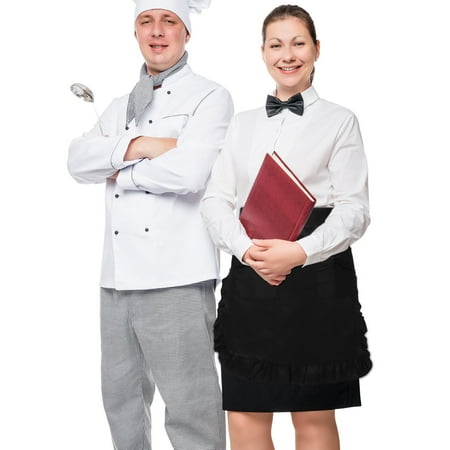 RENACLIPY Waitress Half Apron with Ruffle Style and Bowknot Pocket for