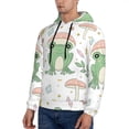 thumbnail image 3 of Uemuo Frog and Mushrooms Pattern Men's Hoodie - Casual Pullover Hoodie with Kangaroo Pocket, Stylish Hooded Sweatshirt for Everyday Wear-Large, 3 of 7