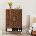 thumbnail image 5 of Tribesigns 6-Tier 24 Pairs Shoe Storage Cabinet with Adjustable Shelves, Walnut Shoe Cabinet with Doors, 5 of 6